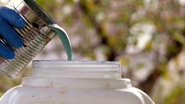 Préparation de la chaux cuivrée pour la protection des plantes hivernales . — Video