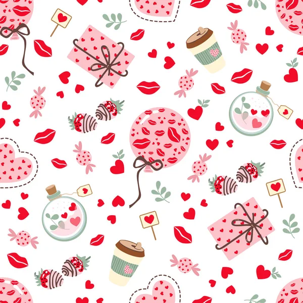 Hearts Strawberries Love Potion Envelope Chocolate Covered Strawberries Bear Balloon Stock Vector