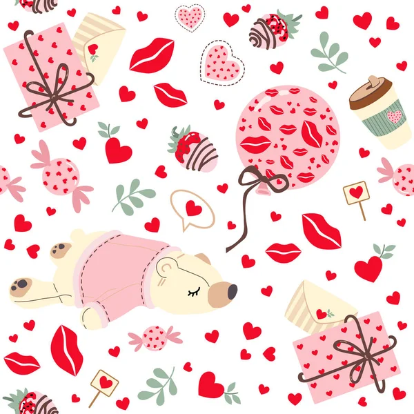 Hearts Strawberries Love Potion Envelope Chocolate Covered Strawberries Bear Balloon Stock Illustration