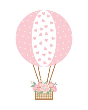 Sevgililer Günü. Balon, çiçekler, harfler. Aşk kartlarını selamlıyorum. Beyaz arka planda bir Isolironan. Vektör çizimi. Tebrik şablonu, hatıra defteri, tebrikler, davetiyeler vesaire..