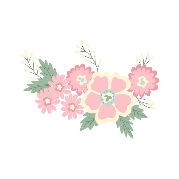 Vector Bloemen Boeket Isoleert Een Witte Achtergrond Pastel Kleuren Bloemen — Stockvector