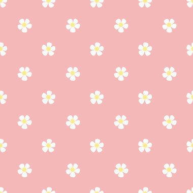 Papatyalı, pürüzsüz pembe desenli, halk çiçekleri. Paskalya ve diğer kullanıcılar için. Tasarım elemanı. Kusursuz desen Paskalya kartları, afişler, tekstil, duvar kağıtları, hatıra defterleri için harika..