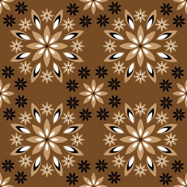 Bej, beyaz, siyah renklerin kesiştiği basit bir şekle sahip soyut geometrik desen. Şık fraktal doku. Arkaplan gölgeleme, duvar kağıdı, kumaş, seramik fayanslar için vektör çizimi