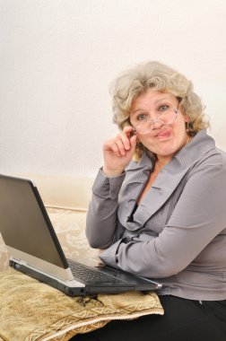 teasing middle-aged woman  clipart