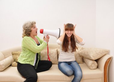 mother shouting at doughter clipart