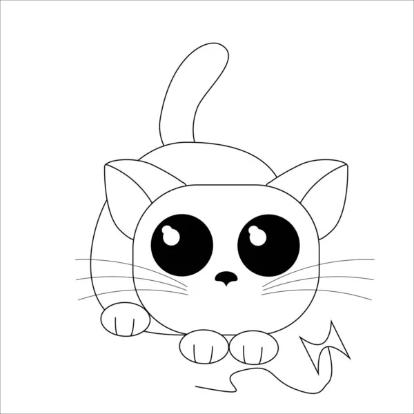 Kitten drawn in vector plays with bow — Stock Vector