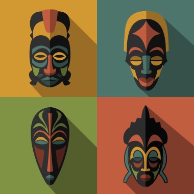Afrika etnik kabile maskeleri kümesi
