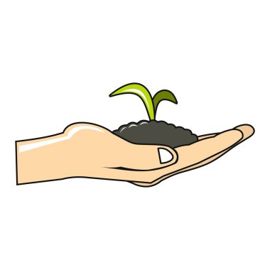 El çizgi film simgesi beyaz arka plan üzerinde bitki