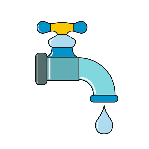 Grifo de agua con gota sobre fondo blanco — Vector de stock