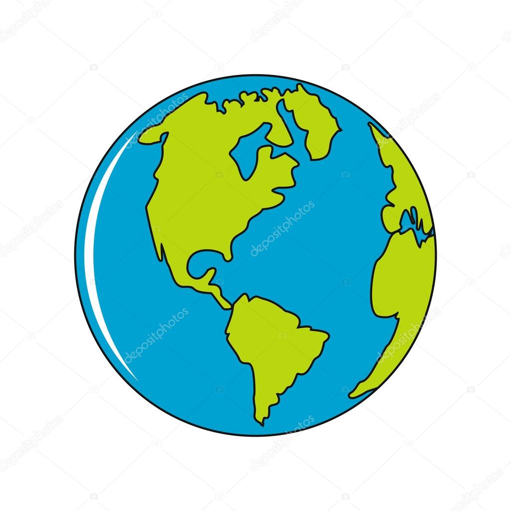 Vector planet Earth icon in cartoon style