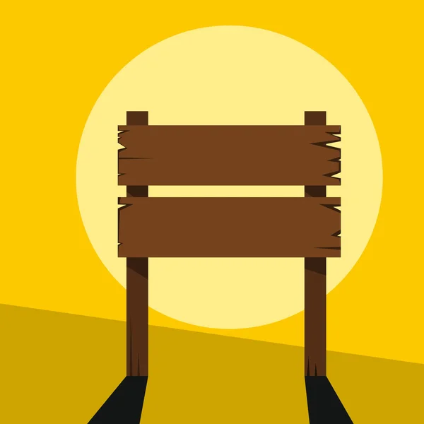 Signo de madera en fondo amarillo — Vector de stock