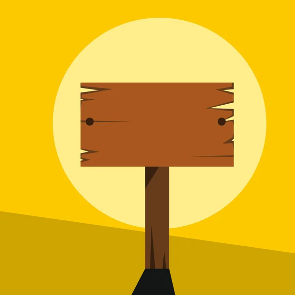 Signo de madera en fondo amarillo — Vector de stock