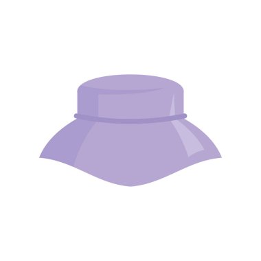 Dişi Şapka simgesi. Beyaz arka planda izole edilmiş, düz stil bir kadın şapkası. Web, oyun ve reklam elementleri