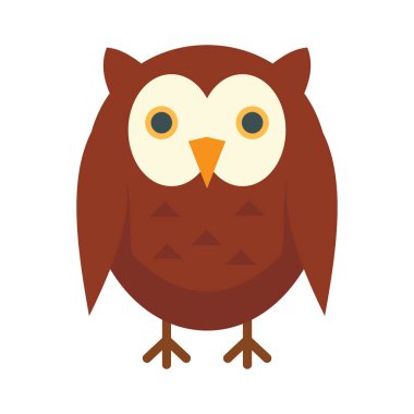 Baykuşa düz simge öğretiyorum. Vektör baykuşa düz stil öğretiyor. Beyaz arkaplanda izole edilmiş. Web, oyun ve reklam elementleri