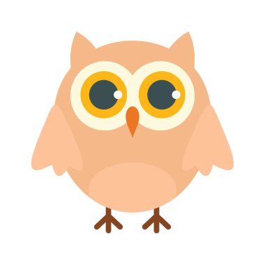 Kolej baykuşu yassı ikonu. Beyaz arka planda izole edilmiş düz stil vektör kolej baykuşu. Web, oyun ve reklam elementleri