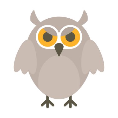 Kızgın baykuş yassı ikonu. Beyaz arkaplanda izole edilmiş düz stil kızgın baykuş. Web, oyun ve reklam elementleri
