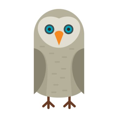 Uzun kulaklı baykuş düz simgesi. Uzun kulaklı baykuş bembeyaz arka planda izole edilmiş. Web, oyun ve reklam elementleri
