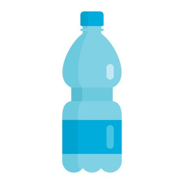 Düz plastik, temiz bir maden suyu şişesi modeli. Beyaz arkaplan vektör illüstrasyonunda izole edilmiş. Ağ, oyun ve reklam için temiz maden suyu illüstrasyonu elementi