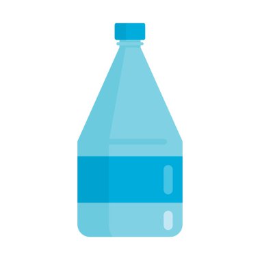 Düz plastik, boş içki şişesi modeli beyaz arka plan vektör illüstrasyonunda izole edilmiş. Web, oyun ve reklam elementleri boş içki şişesi illüstrasyonu