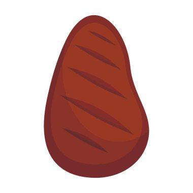 Izgara biftek ikonu. Beyaz arka planda izole edilmiş ızgara biftek. Ağ, oyun ve et reklamı elementi