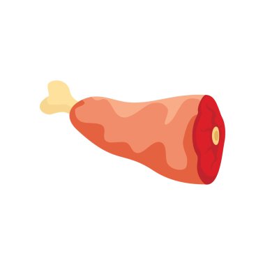 Kemik yassı ikonu üzerine jambon. Beyaz arkaplanda izole edilmiş kemik üzerine vektör jambon. Ağ, oyun ve et reklamı elementi
