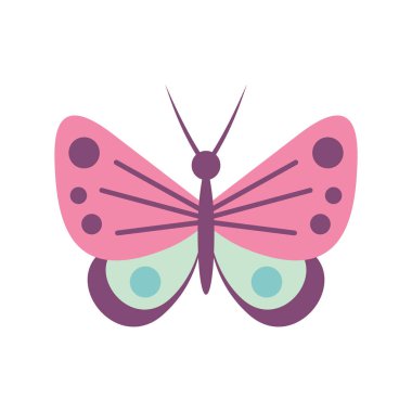 Komik kelebek düz ikonu. Beyaz arka planda izole edilmiş düz bir şekilde komik kelebek. Web, oyun ve reklam elementleri