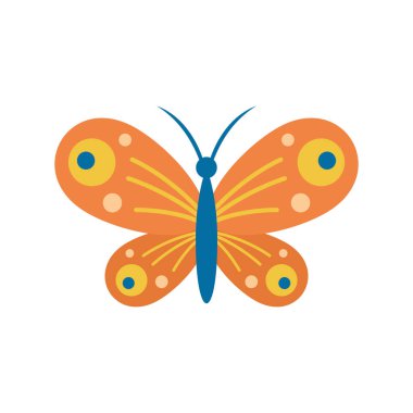 Küçük kelebek yassı ikonu. Beyaz arka planda izole edilmiş küçük kelebek. Web, oyun ve reklam elementleri