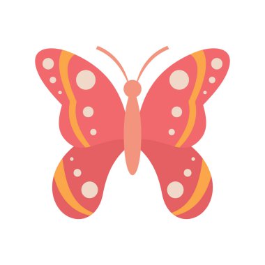 Düz giyimli ikon için kelebek. Düz giyinmek için beyaz arka planda izole edilmiş vektör kelebeği. Web elementi, reklamcılık