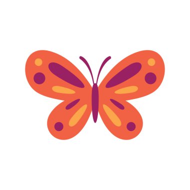 Yaz kelebeği düz ikonu. Beyaz arka planda izole edilmiş düz bir şekilde vektör yaz kelebeği. Web, oyun ve reklam elementleri
