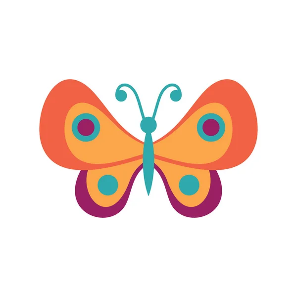 Orange Butterfly Flat Icon Vector Orange Spring Butterfly Flat Style — Stock Vector