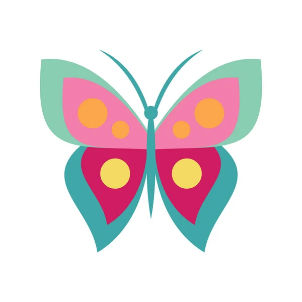 Kreslená Ikona Motýla Vektorový Kreslený Motýl Plochém Stylu Izolované Bílém — Stockový vektor
