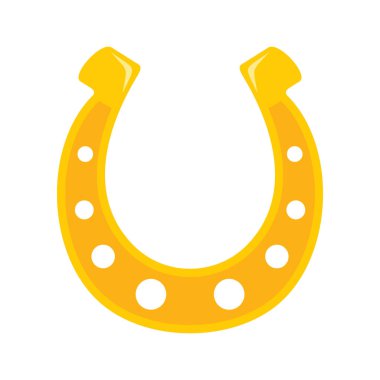 Parlak altın başarı at nalı vektör düz simgesi, beyaz resimde izole edilmiş şanslı sembol