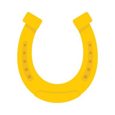 Parlak altın batı at nalı vektör düz simgesi, beyaz resimde izole edilmiş şanslı sembol