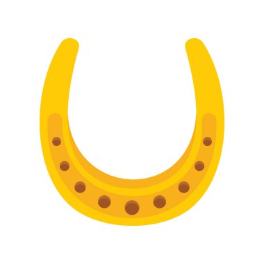 Parlak, eski mutluluk at nalı vektör düz simgesi, beyaz resimde izole edilmiş şanslı sembol.