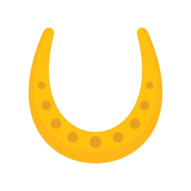 Parlak, eski, parlak at nalı vektör düz simgesi, beyaz resimde izole edilmiş şanslı sembol.