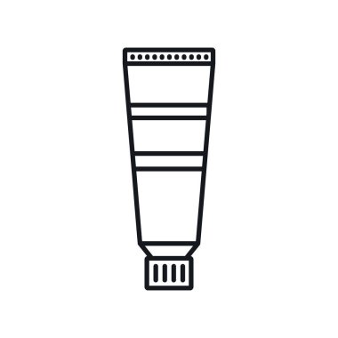 Diş macunu dış hat simgesi. Beyaz arkaplanda izole edilmiş ana hatlı diş macunu. İnternet, oyun ve ilaç reklamı elementi