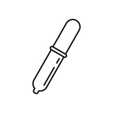 pipette ana hatları simgesi. Beyaz arkaplanda izole edilmiş ana hatlı pipette. İnternet, oyun ve ilaç reklamı elementi