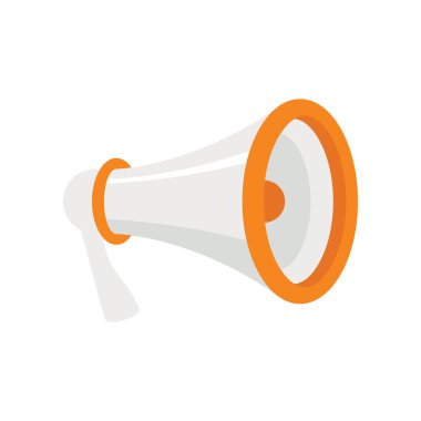 Hoparlör Megafon düz simge. Beyaz arkaplanda izole edilmiş düz bir şekilde hoparlör megafonu. Web, oyun ve reklam elementleri