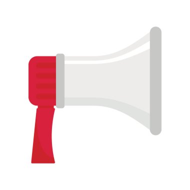 ses megafonu düz simge. Beyaz arkaplanda izole edilmiş, düz bir ses tonuyla Megafon. Web, oyun ve reklam elementleri