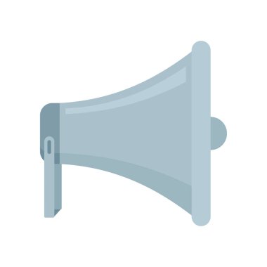 ses megafonu düz simgesi. Beyaz arkaplanda izole edilmiş düz bir ses tonuyla vektör ses megafonu. Web, oyun ve reklam elementleri