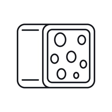 Hollanda peynir çizgisi ikonu. Beyaz arka planda izole edilmiş Hollanda peynirinin vektör parçası. Web, oyun ve reklam elementleri