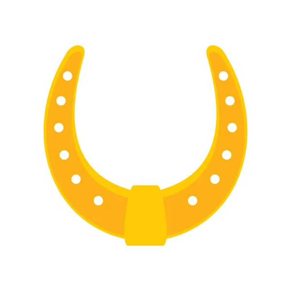 Блестящая Золотая Подкова Векторная Плоская Икона Счастливый Символ Выделенный Белой — стоковый вектор