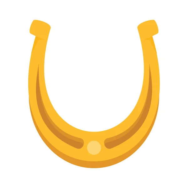Блестящая Золотая Старая Западная Подкова Векторная Плоская Икона Счастливый Символ — стоковый вектор
