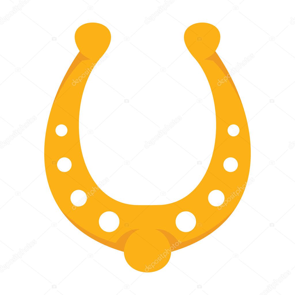Shiny golden symbol horseshoe vector flat icon, lucky symbol isolated on white illustration