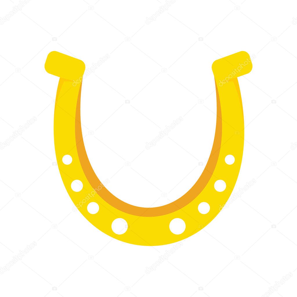 Shiny golden godsend horseshoe vector flat icon, lucky symbol isolated on white illustration