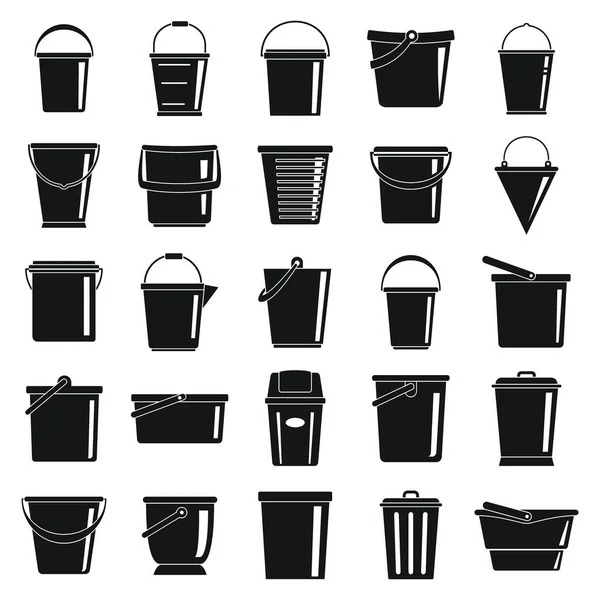 Cubos Negro Simple Conjunto Iconos Vector Buckets Negro Colección Iconos — Archivo Imágenes Vectoriales