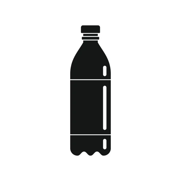 Plastikowa Butelka Wody Czarna Prosta Ikona Wektor Plastikowa Butelka Wody — Wektor stockowy