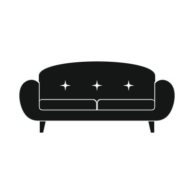 Klasik kanepe siyah simge. Vektör intage kanepe basit simge beyaz arkaplan üzerinde izole web, oyun, uygulama ve reklamcılık