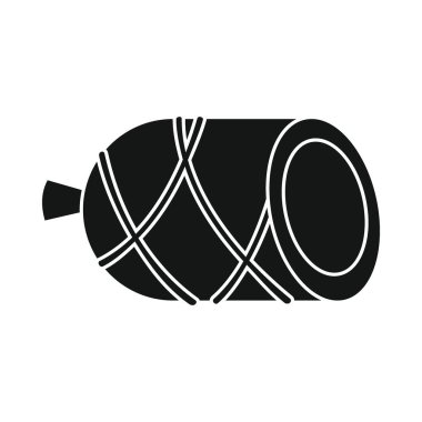 Vektör füme sosis siyah simge. Vector tütsülenmiş sosis siyah simgesi web ve reklamcılık için beyaz arkaplanda izole