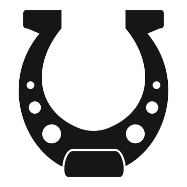 Mutluluk için altın nal siyah simge. Mutluluk için vektör altın nalı Web ve reklamcılık için beyaz zemin üzerinde izole siyah simge